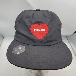 POLER Camp Vibes Furry Heart Nylon Floppy Hat Snapback Black Outdoors Casual
